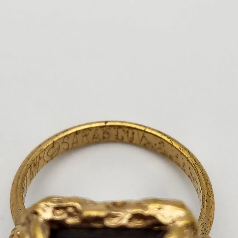 Vintage Sarah Coventry Gold Tone & Purple Glass Adjustable Ring
